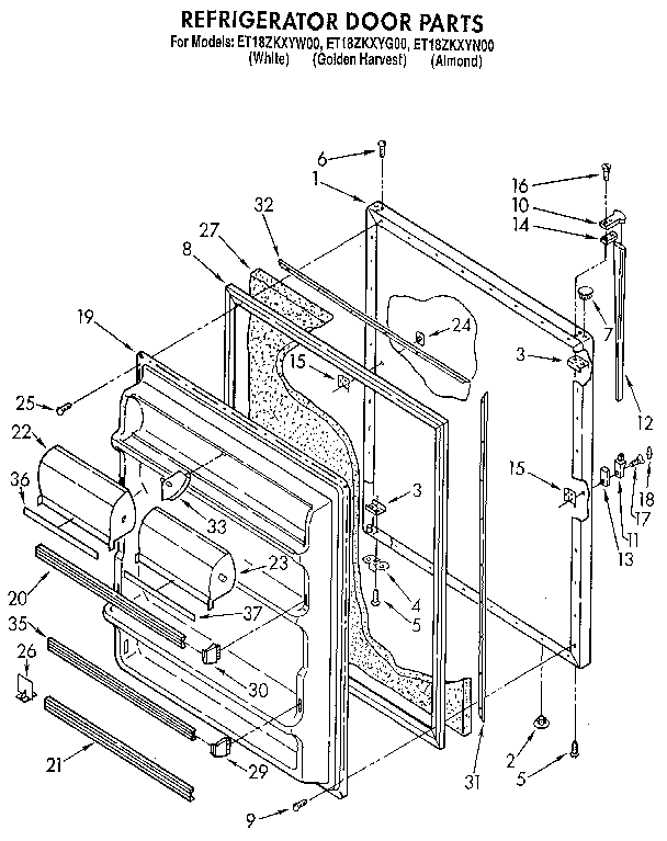 Whirlpool ET18ZKXYW00 refrigerator door diagram