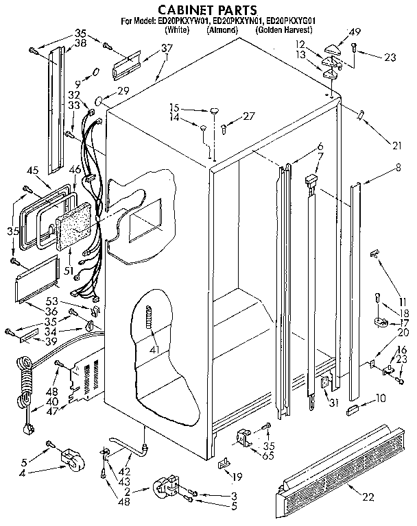 Whirlpool ED20PKXYW01 cabinet diagram