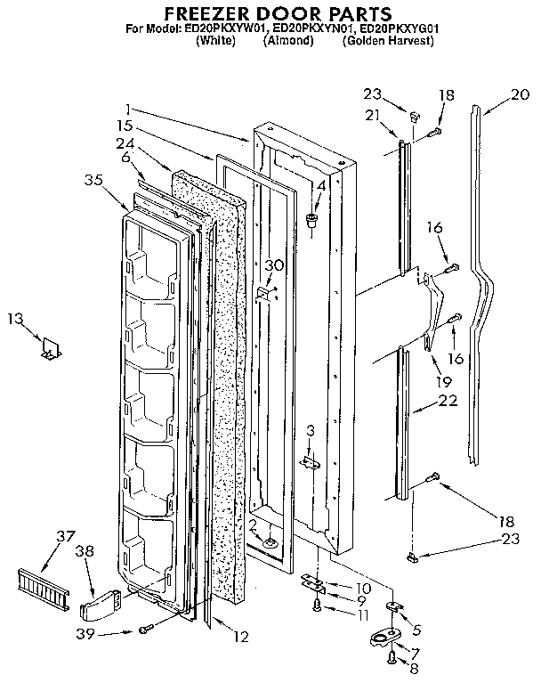 Whirlpool ED20PKXYW01 freezer door diagram