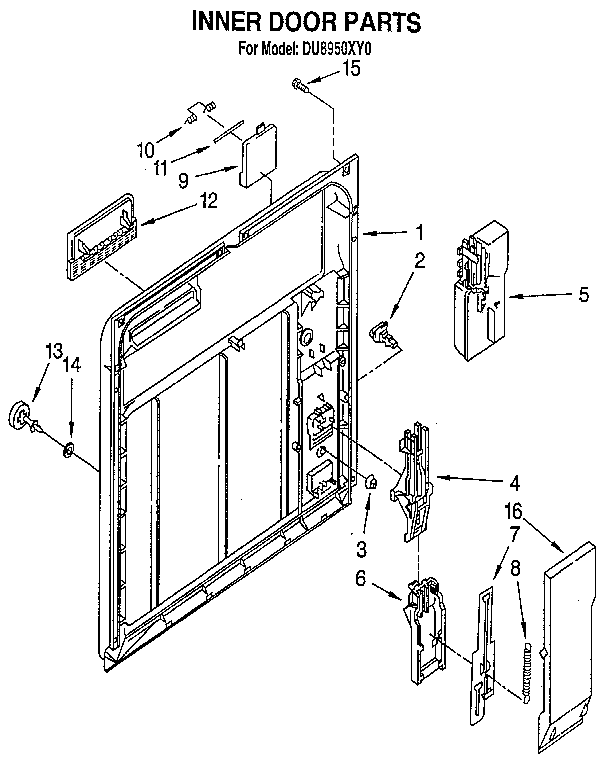 Whirlpool DU8950XY0 inner door diagram