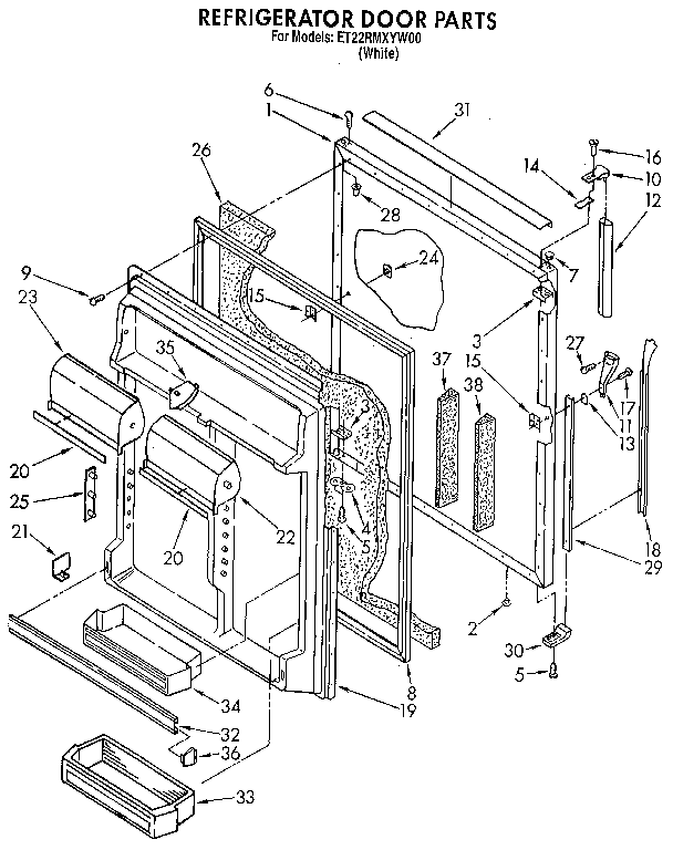 Whirlpool ET22RMXYW00 refrigerator door diagram