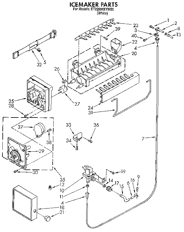 Whirlpool ET22RMXYW00 icemaker diagram