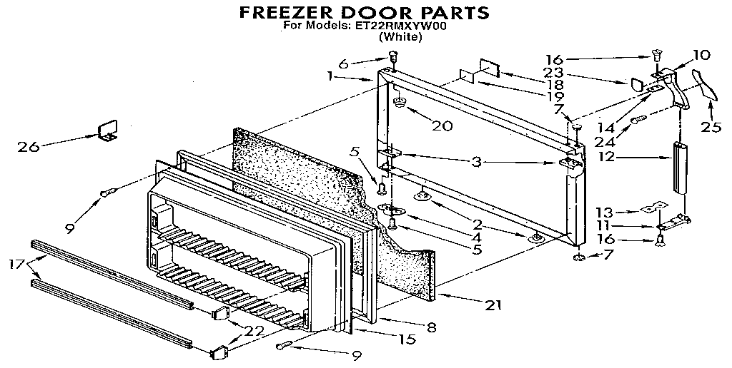 Whirlpool ET22RMXYW00 freezer door diagram