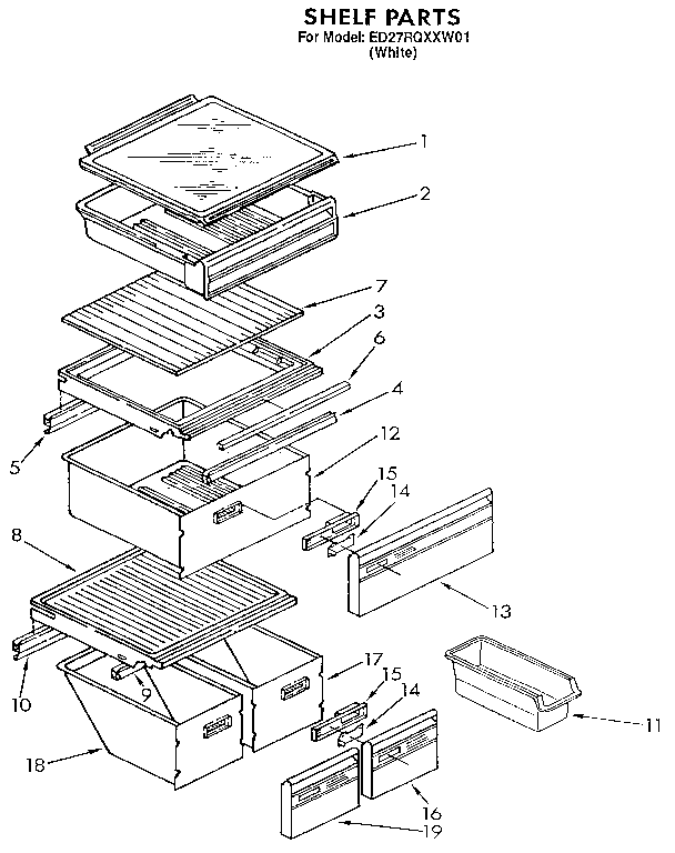 Whirlpool ED27RQXXW01 shelf diagram