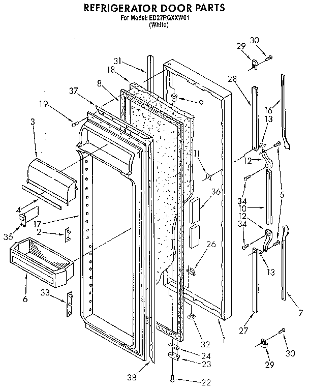 Whirlpool ED27RQXXW01 refrigerator door diagram