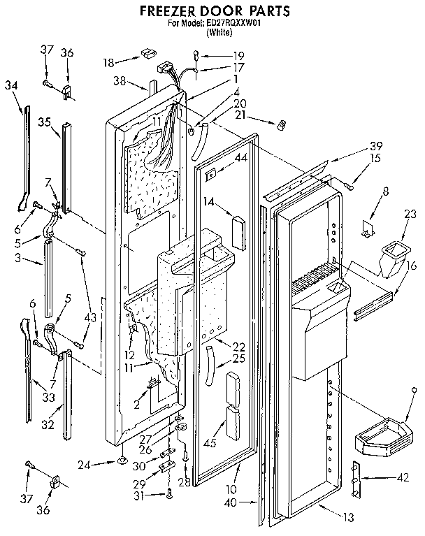 Whirlpool ED27RQXXW01 freezer door diagram