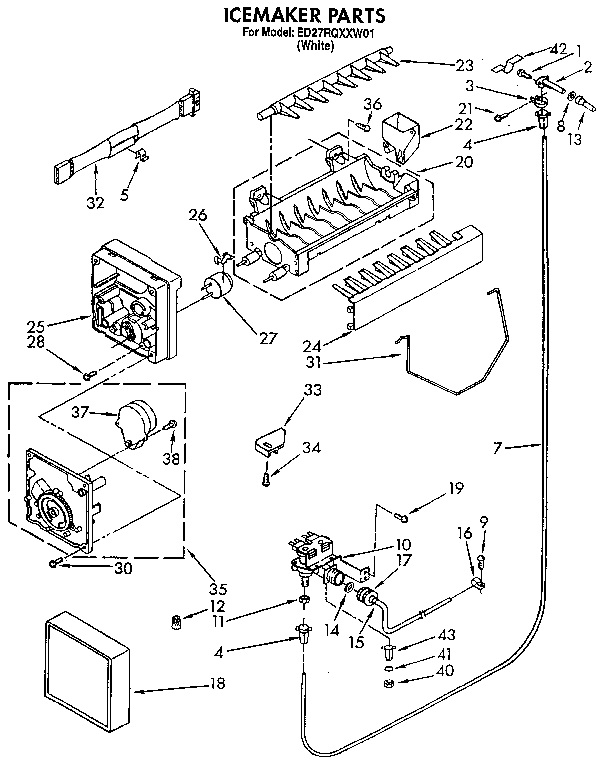 Whirlpool ED27RQXXW01 icemaker diagram