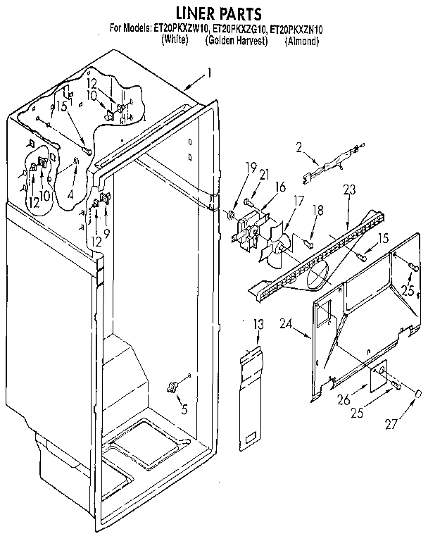 Whirlpool ET20PKXZN10 liner diagram