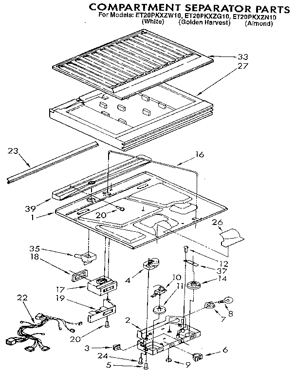 Whirlpool ET20PKXZN10 compartment separator diagram