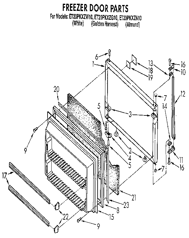 Whirlpool ET20PKXZN10 freezer door diagram