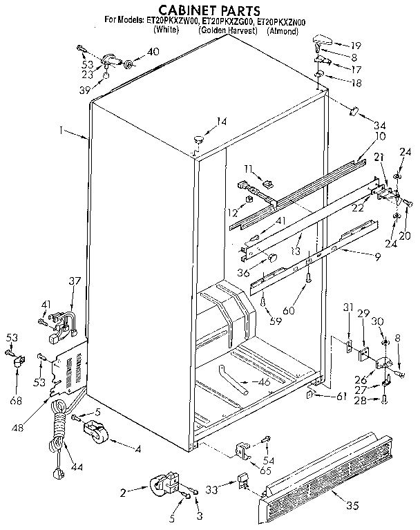 Whirlpool ET20PKXZW00 cabinet diagram