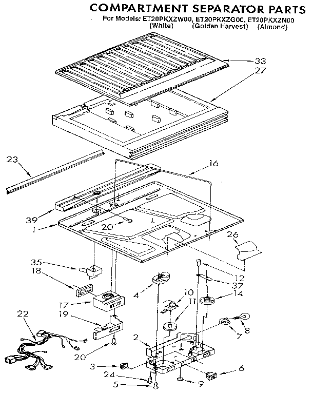 Whirlpool ET20PKXZW00 compartment separator diagram