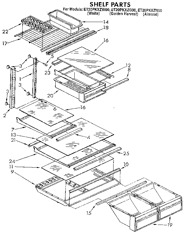 Whirlpool ET20PKXZW00 shelf diagram