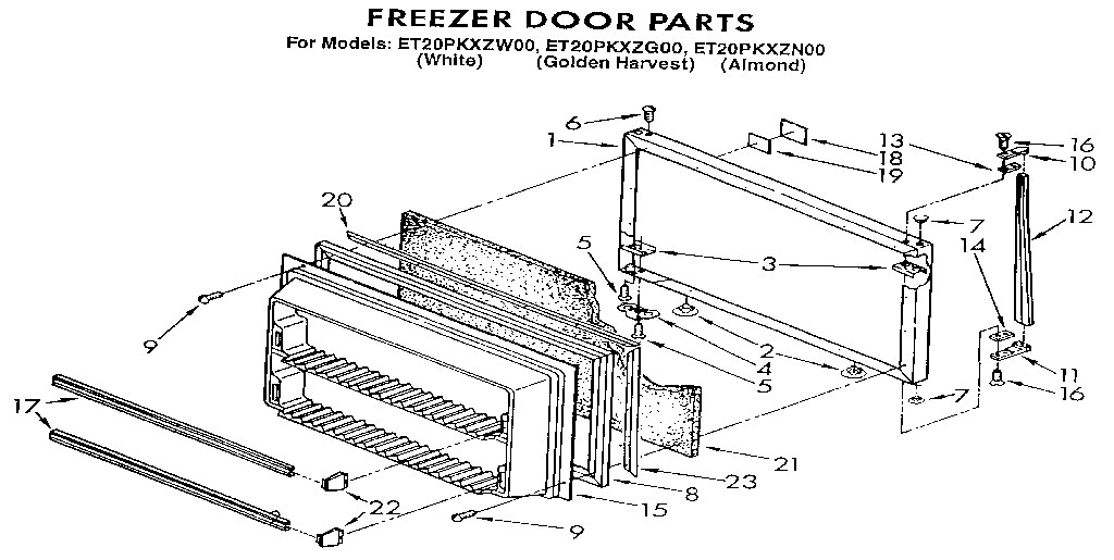 Whirlpool ET20PKXZW00 freezer door diagram