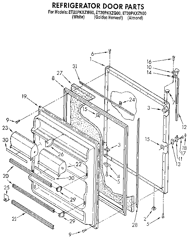 Whirlpool ET20PKXZW00 refrigerator door diagram