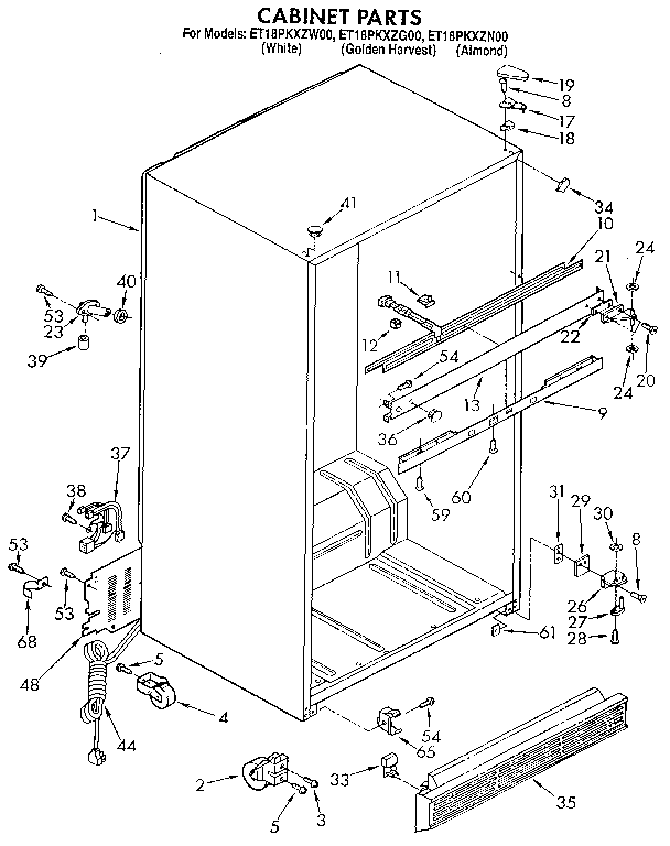 Whirlpool ET18PKXZN00 cabinet diagram