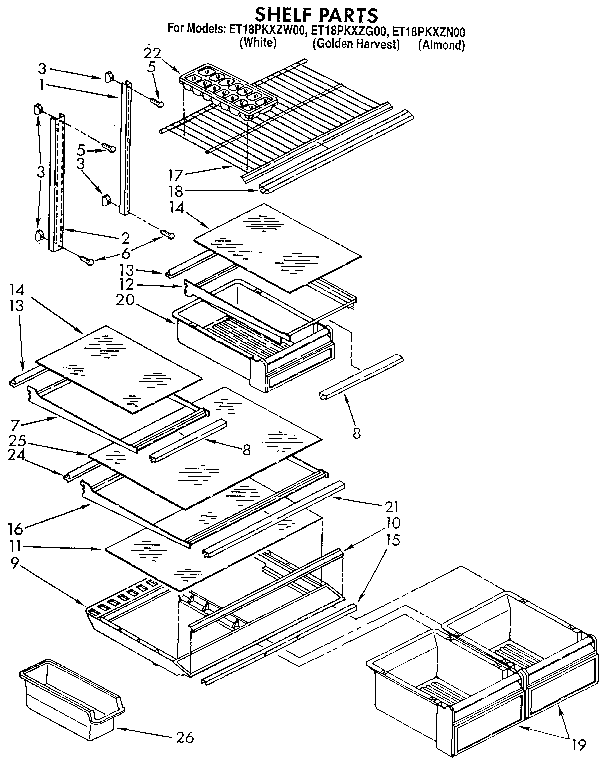Whirlpool ET18PKXZN00 shelf diagram