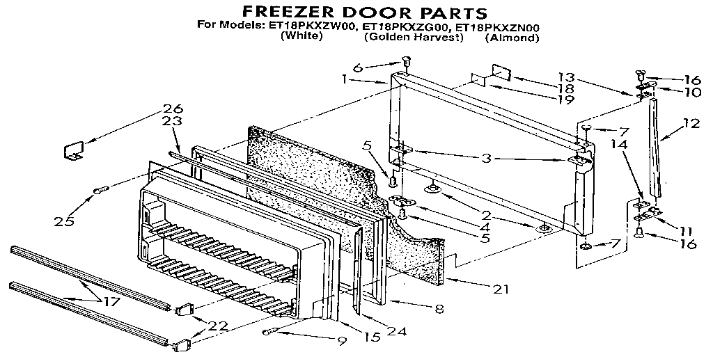 Whirlpool ET18PKXZN00 freezer door diagram