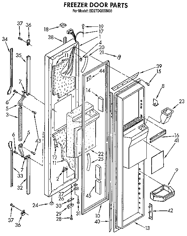 Whirlpool ED27DQXXN00 freezer door diagram