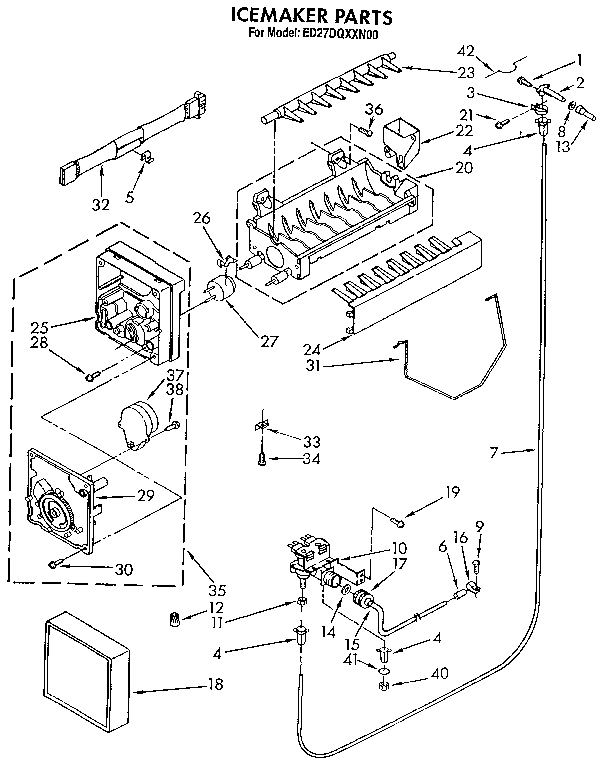 Whirlpool ED27DQXXN00 icemaker diagram
