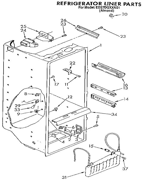 Whirlpool ED27DQXXN01 refrigerator liner diagram