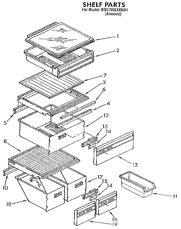 Whirlpool ED27DQXXN01 shelf diagram