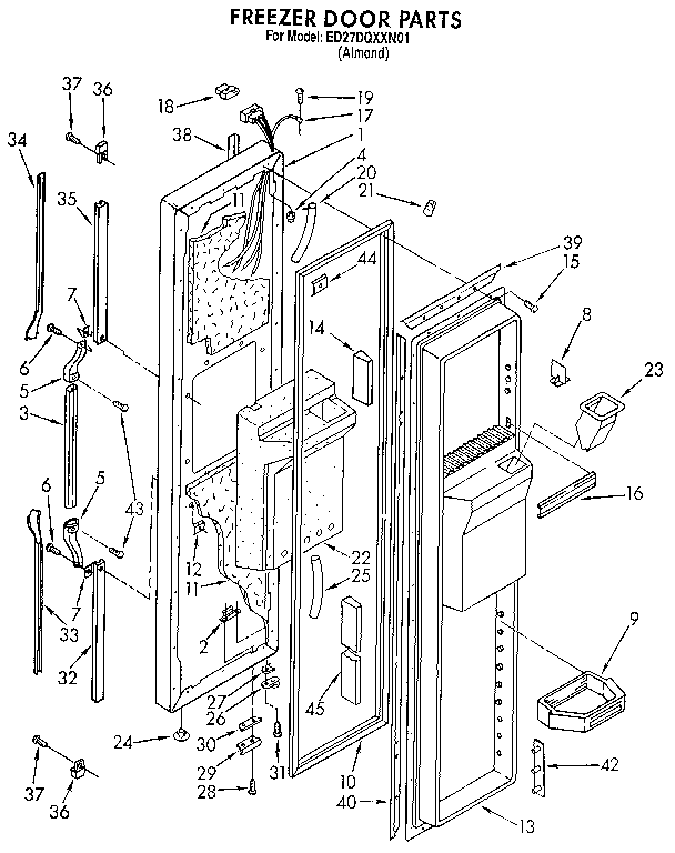 Whirlpool ED27DQXXN01 freezer door diagram