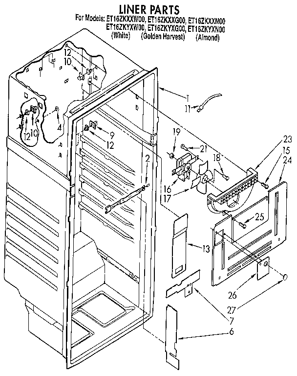 Whirlpool ET16ZKXXG00 liner diagram