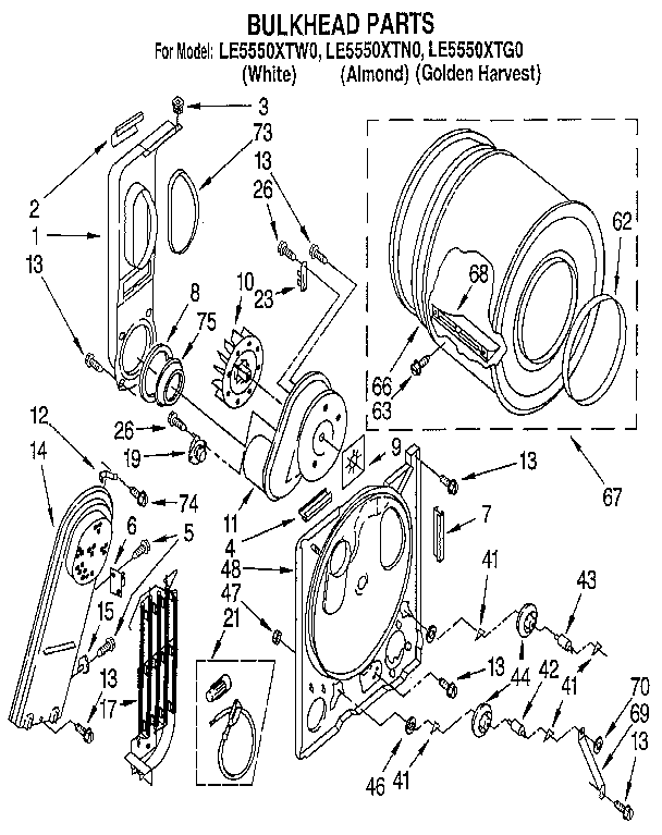 Whirlpool LE5550XTN0 bulkhead diagram