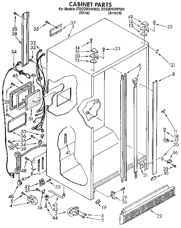Whirlpool ED22DWXWW00 cabinet diagram