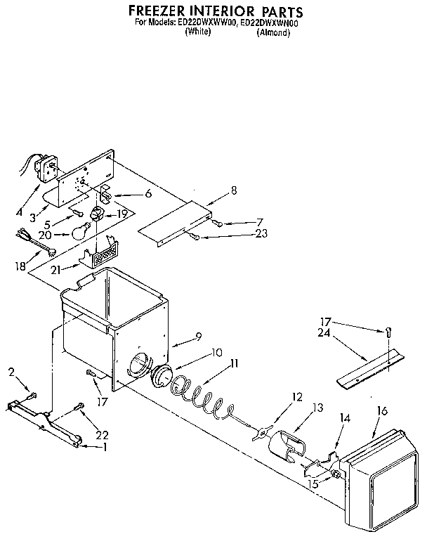 Whirlpool ED22DWXWW00 freezer interior diagram