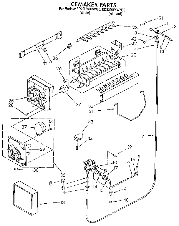 Whirlpool ED22DWXWW00 icemaker diagram