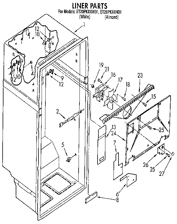 Whirlpool ET20PKXXN01 liner diagram