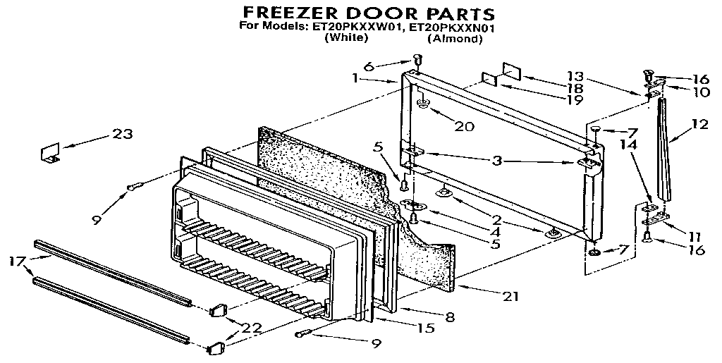 Whirlpool ET20PKXXN01 freezer door diagram