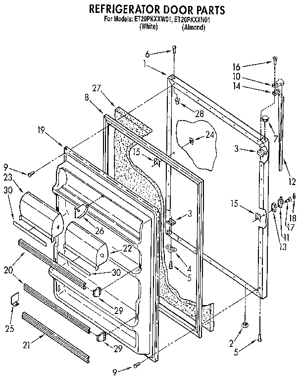 Whirlpool ET20PKXXN01 refrigerator door diagram