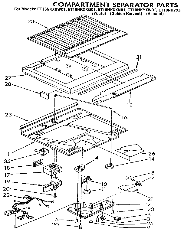 Whirlpool ET18NKXXW01 compartment separator diagram