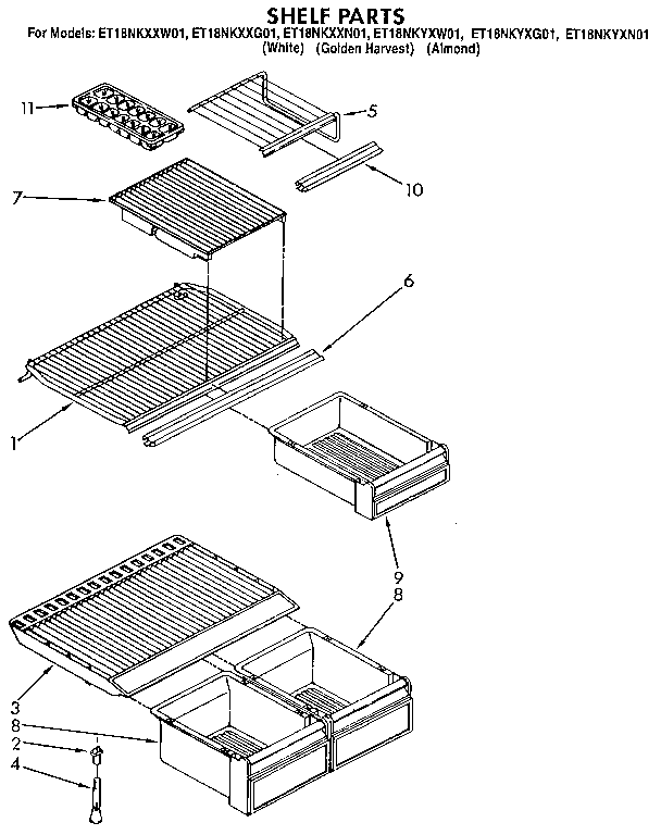 Whirlpool ET18NKXXW01 shelf diagram