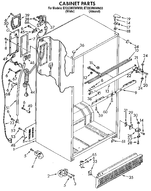 Whirlpool ET22DMXWW00 cabinet diagram