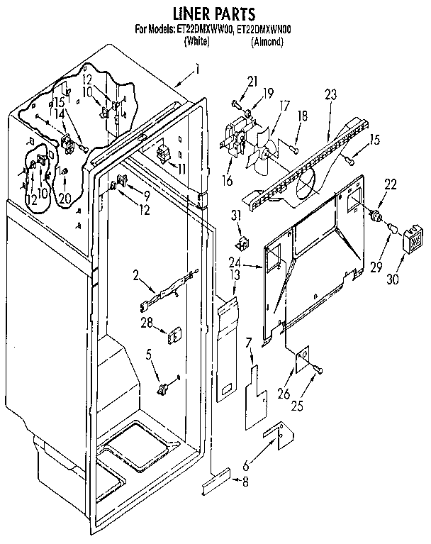Whirlpool ET22DMXWW00 liner diagram