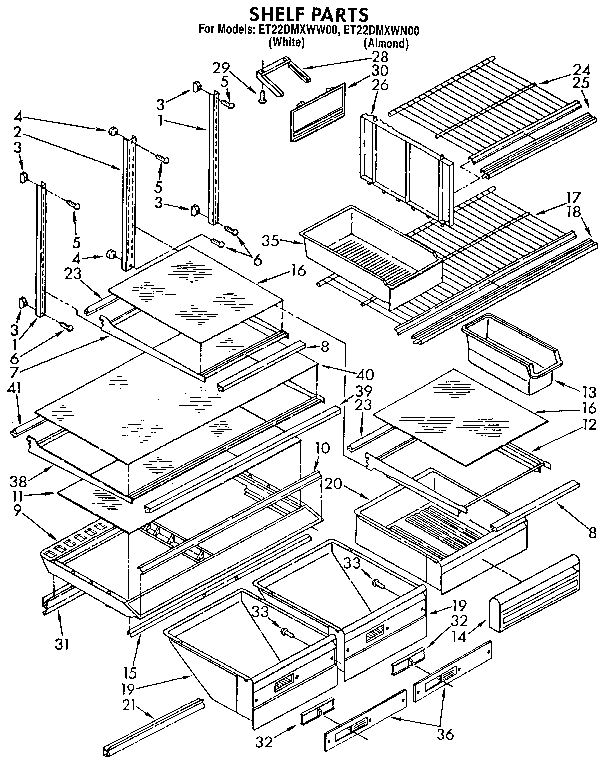 Whirlpool ET22DMXWW00 shelf diagram