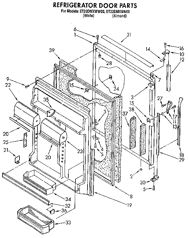 Whirlpool ET22DMXWW00 refrigerator door diagram