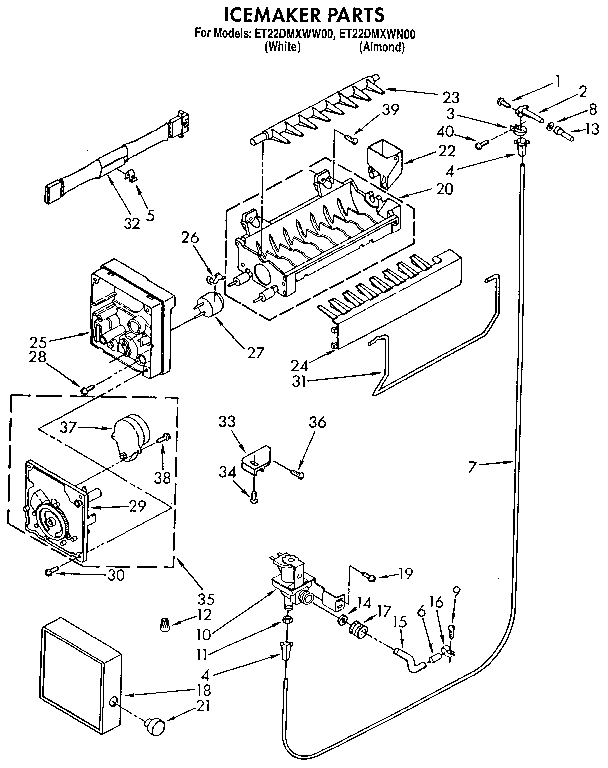 Whirlpool ET22DMXWW00 icemaker diagram