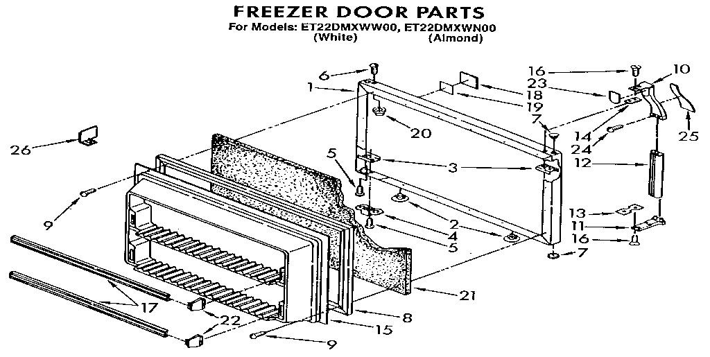 Whirlpool ET22DMXWW00 freezer door diagram