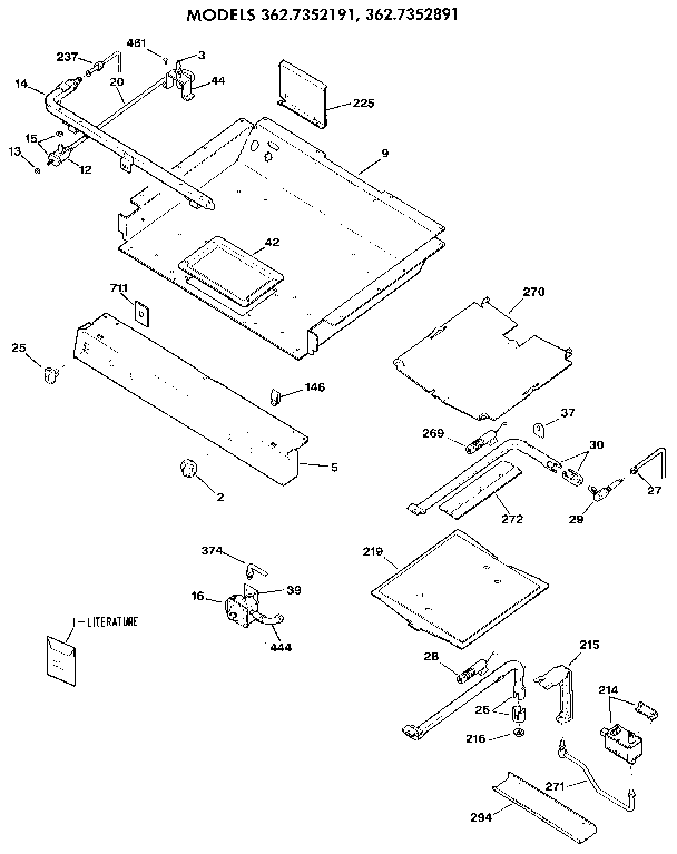 Kenmore 3627352891 burner section diagram