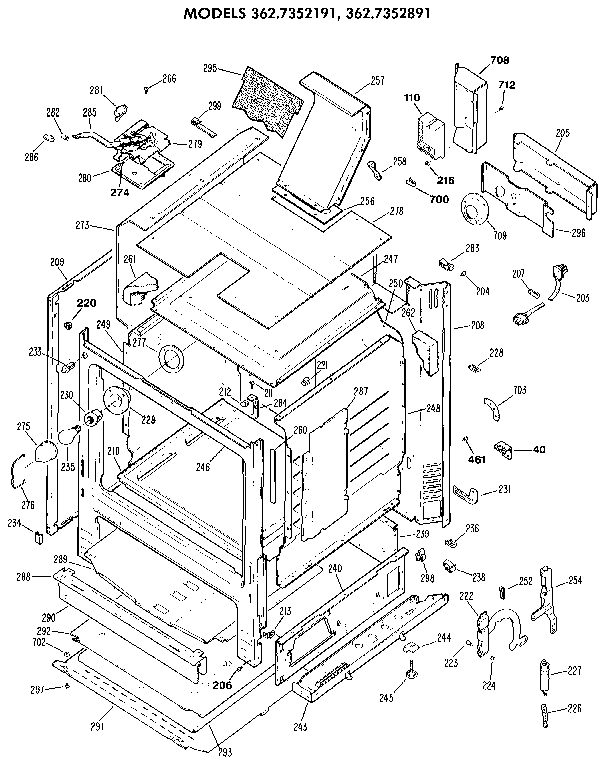 Kenmore 3627352891 cabinet diagram