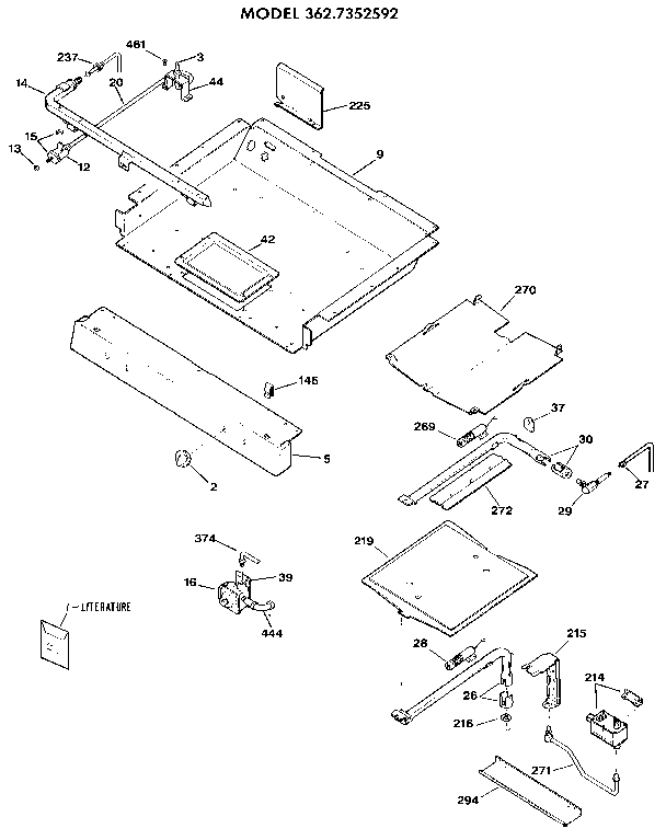 Kenmore 3627352592 burner section diagram