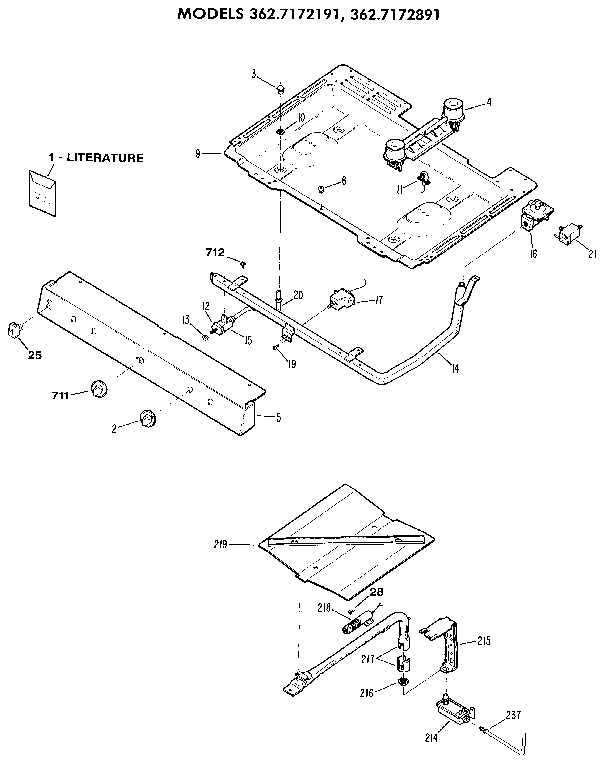 Kenmore 3627172891 burner section diagram