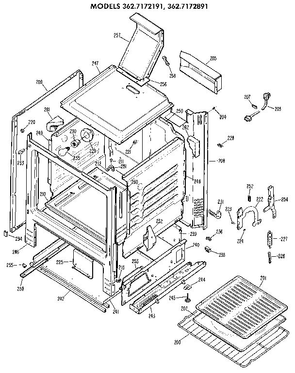 Kenmore 3627172891 cabinet diagram