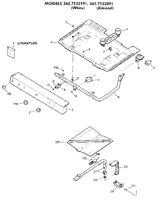 Kenmore 3627132891 burner section diagram