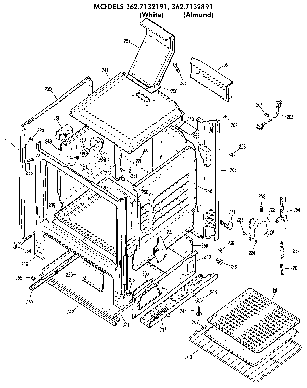 Kenmore 3627132891 cabinet diagram
